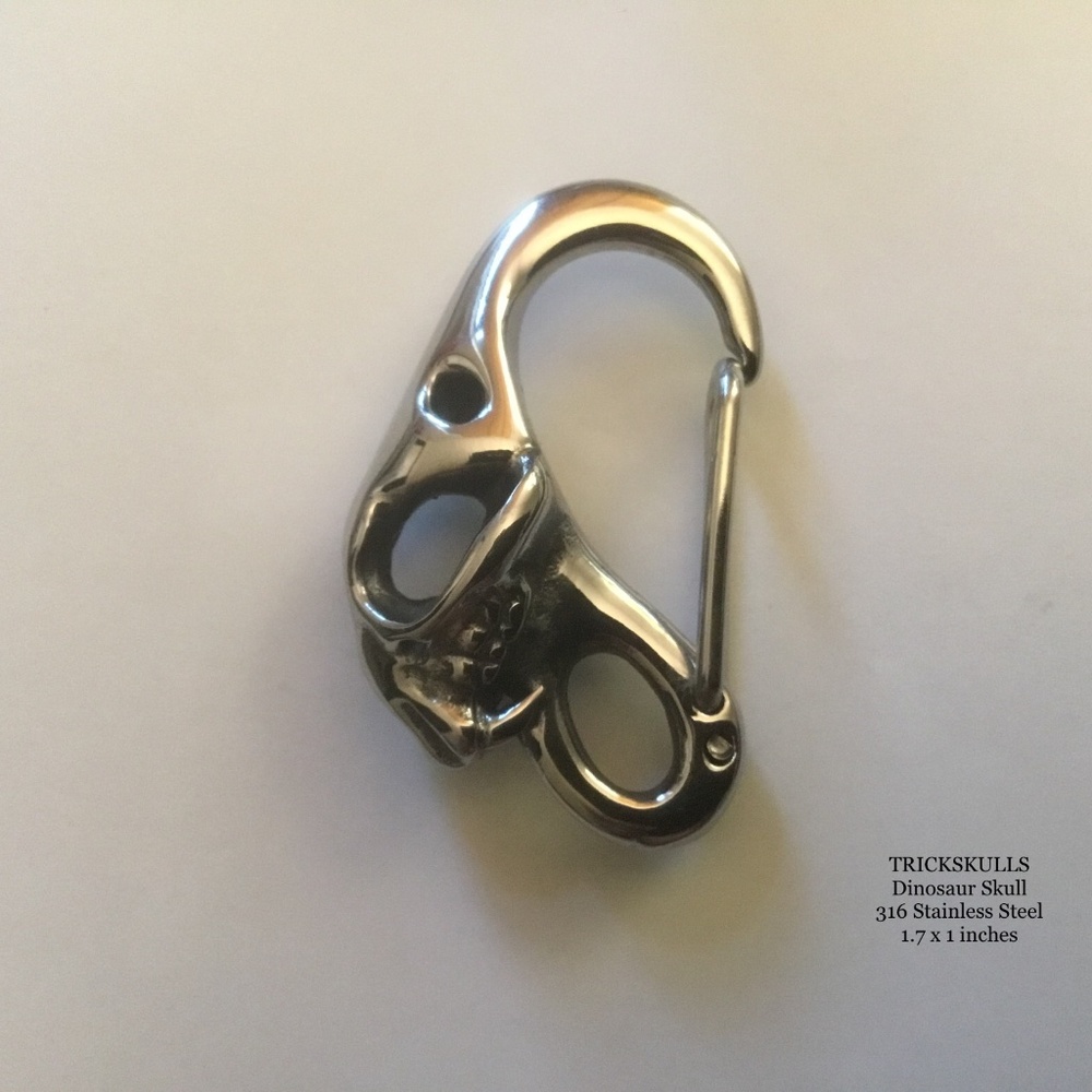 Skull Dinosaur Cat Clip Carabiner Keychain Wallet Chain Hook Stainless Accessory
